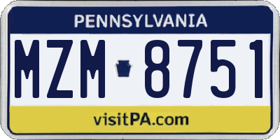 PA license plate MZM8751