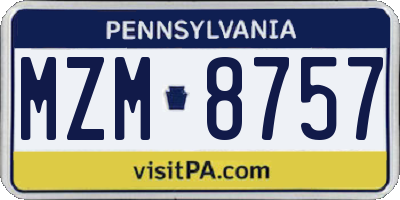 PA license plate MZM8757