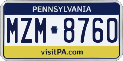 PA license plate MZM8760