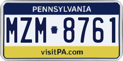PA license plate MZM8761