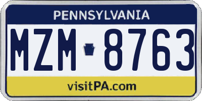 PA license plate MZM8763