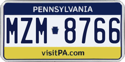 PA license plate MZM8766
