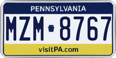 PA license plate MZM8767