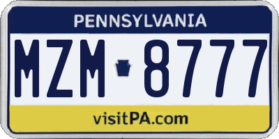 PA license plate MZM8777