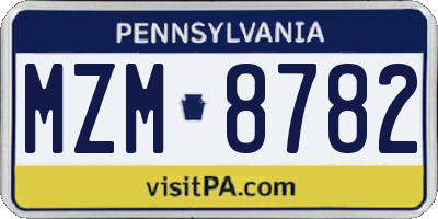 PA license plate MZM8782