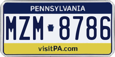 PA license plate MZM8786