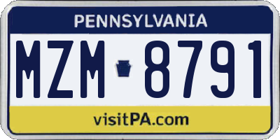 PA license plate MZM8791