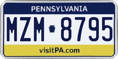 PA license plate MZM8795