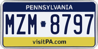 PA license plate MZM8797