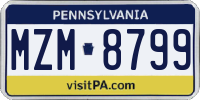 PA license plate MZM8799