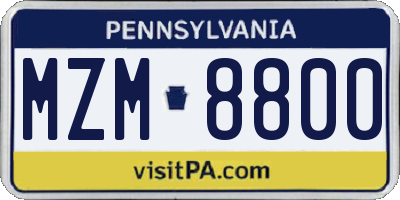 PA license plate MZM8800