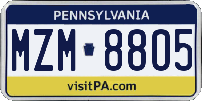 PA license plate MZM8805
