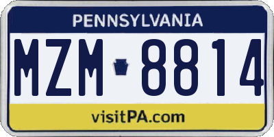 PA license plate MZM8814