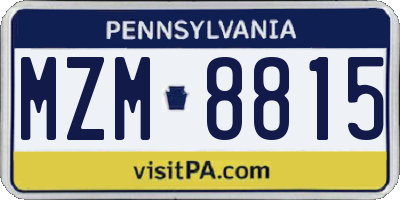 PA license plate MZM8815