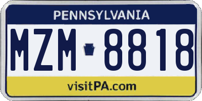 PA license plate MZM8818