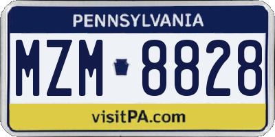 PA license plate MZM8828
