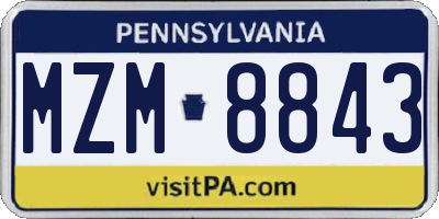 PA license plate MZM8843