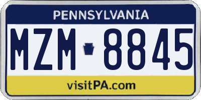 PA license plate MZM8845