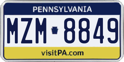PA license plate MZM8849