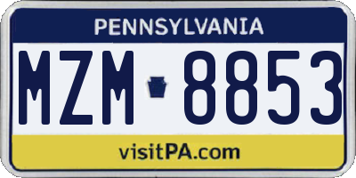 PA license plate MZM8853