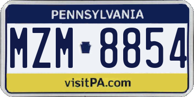 PA license plate MZM8854