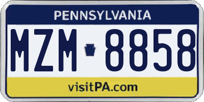 PA license plate MZM8858