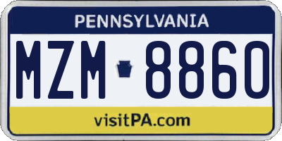 PA license plate MZM8860