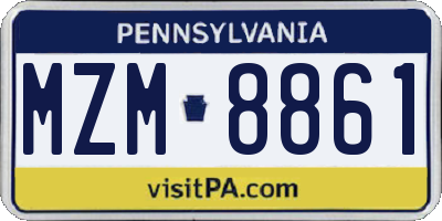 PA license plate MZM8861