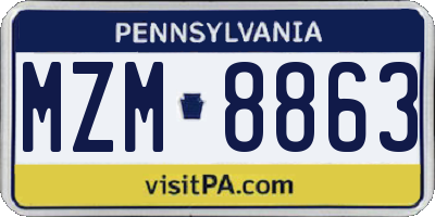 PA license plate MZM8863