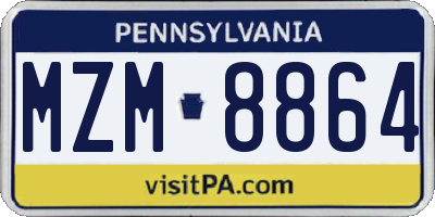 PA license plate MZM8864