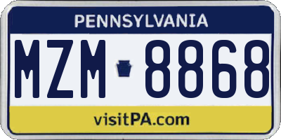 PA license plate MZM8868