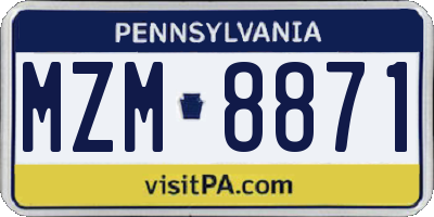 PA license plate MZM8871