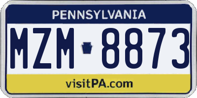 PA license plate MZM8873