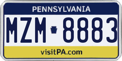 PA license plate MZM8883