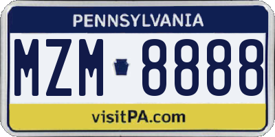 PA license plate MZM8888