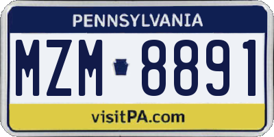 PA license plate MZM8891