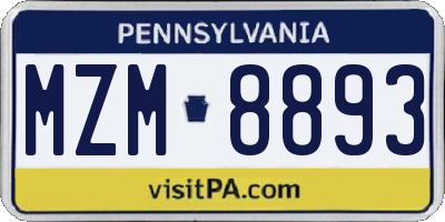 PA license plate MZM8893