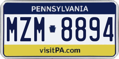 PA license plate MZM8894