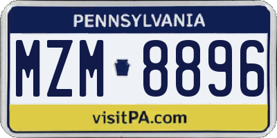 PA license plate MZM8896
