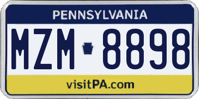 PA license plate MZM8898
