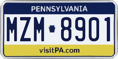 PA license plate MZM8901