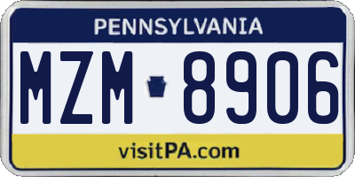 PA license plate MZM8906