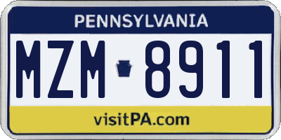 PA license plate MZM8911
