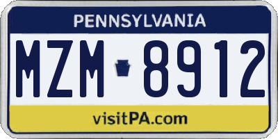 PA license plate MZM8912