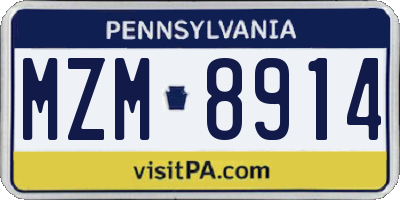 PA license plate MZM8914