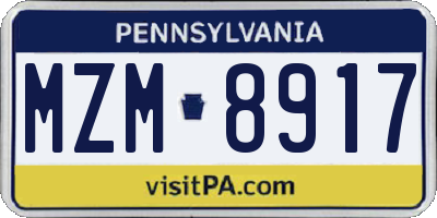 PA license plate MZM8917