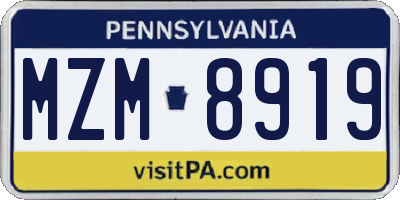 PA license plate MZM8919