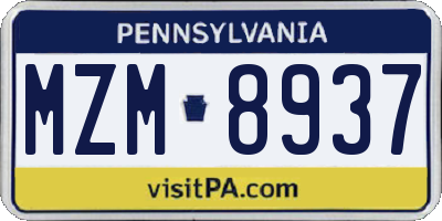 PA license plate MZM8937