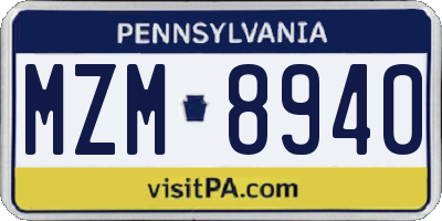 PA license plate MZM8940
