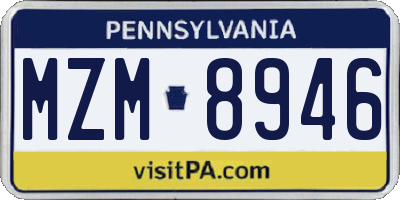 PA license plate MZM8946